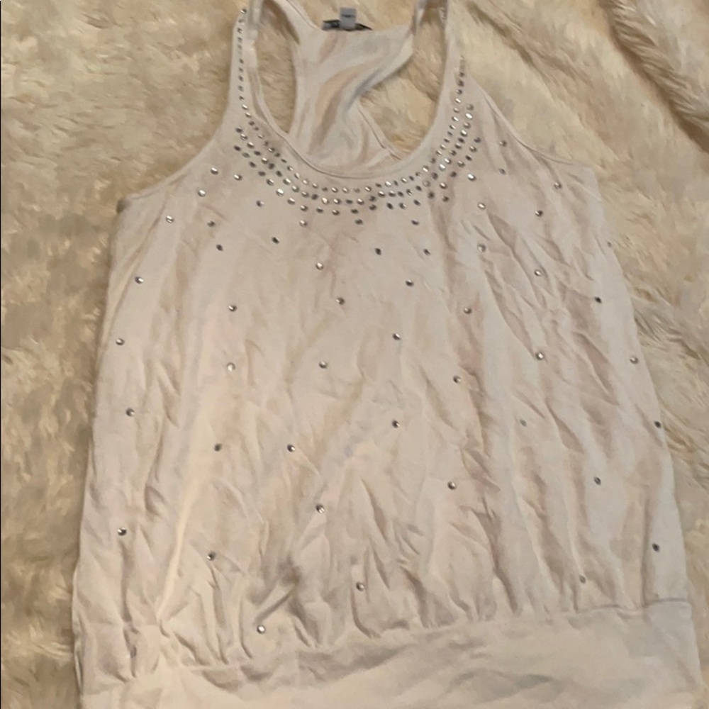 White rhinestone tank